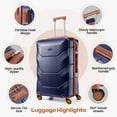 thumbnail image 2 of SANOPY 3 Piece Hardshell Luggage Set, 20"+24"+28" ABS+PC Lightweight Suitcases, Silent 360° Wheels, TSA Lock, Blue, 2 of 9