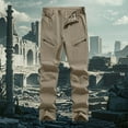 thumbnail image 2 of PIMSSY Men Casual Pants Straight Fit Comfortable Lightweight Elastic Waist With Zipper Pockets For Daily Wear Home Outdoor Hiking Spring Summer Fall Male Relaxed Fit Solid Color Slacks, 2 of 4