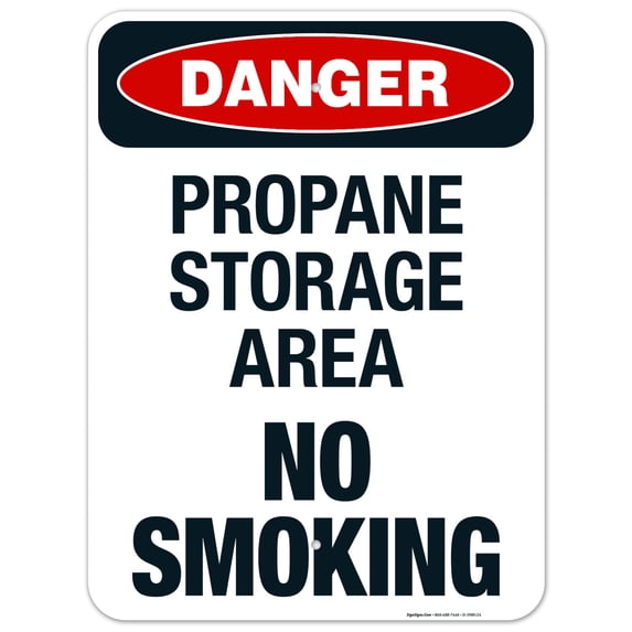 Propane Storage Area No Smoking Sign, OSHA Danger Sign, 18x24 Aluminum