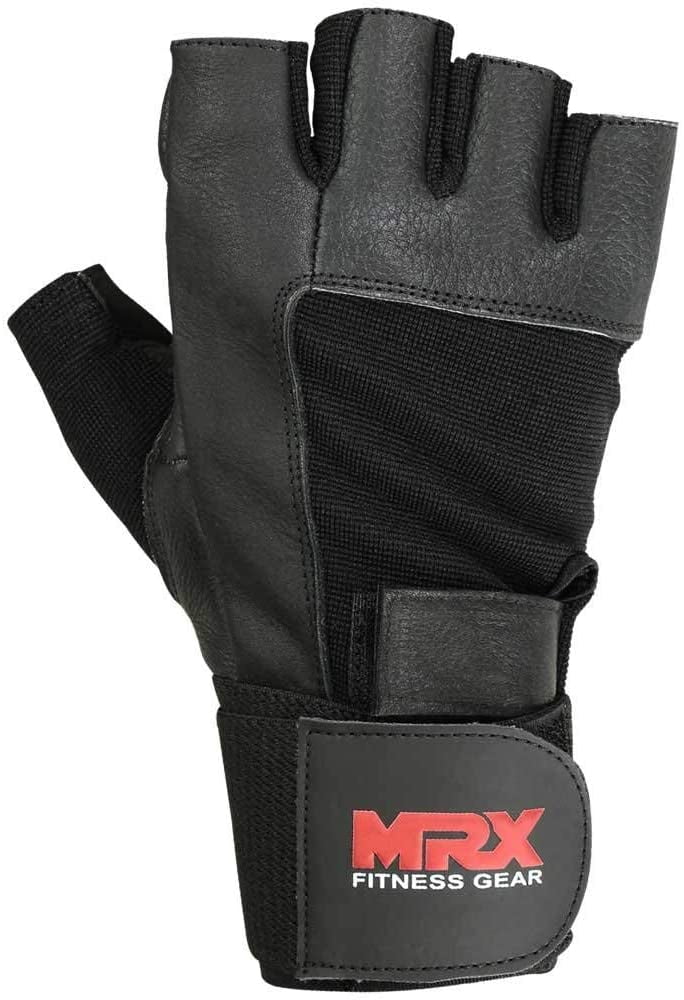 BUKA™  Real Leather Padded Gym Gloves Fitness Weightlifting Training Long Wrist 