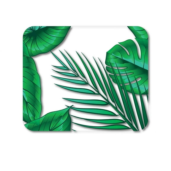 DistinctInk Mouse Pad - 1/4" Foam Rubber - Green Tropical Leaves