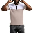 thumbnail image 5 of YLSDY Casual Waffle Shirts for Men Slim Fit Zipper Golf Tshirt Breathable Short Sleeve Tee Summer Casual Zip Collared Work Tops Khaki L, 5 of 6