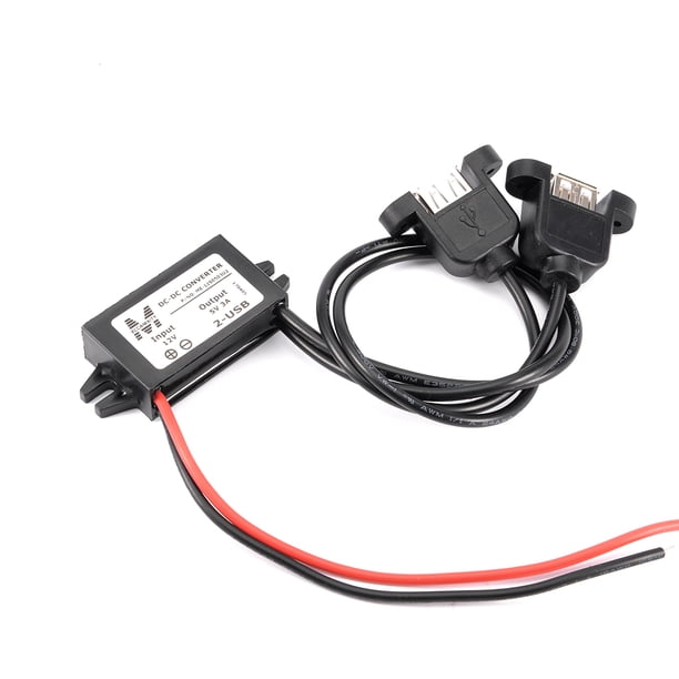Transformador de Voltaje Uxcell DC 12V a DC5V 3A 15W Regulador de 2 USB