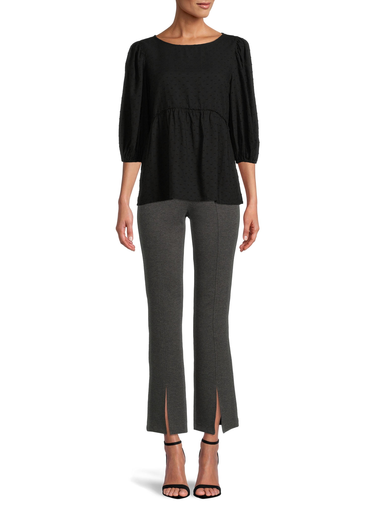 Time And Tru Women's Ponte Bootcut Pants with Front Slit
