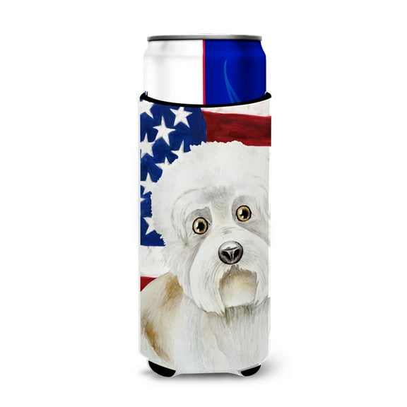Carolines Treasures CK1386MUK Dandie Dinmont Patriotic Michelob Ultra Hugger for slim cans Slim Can multicolor