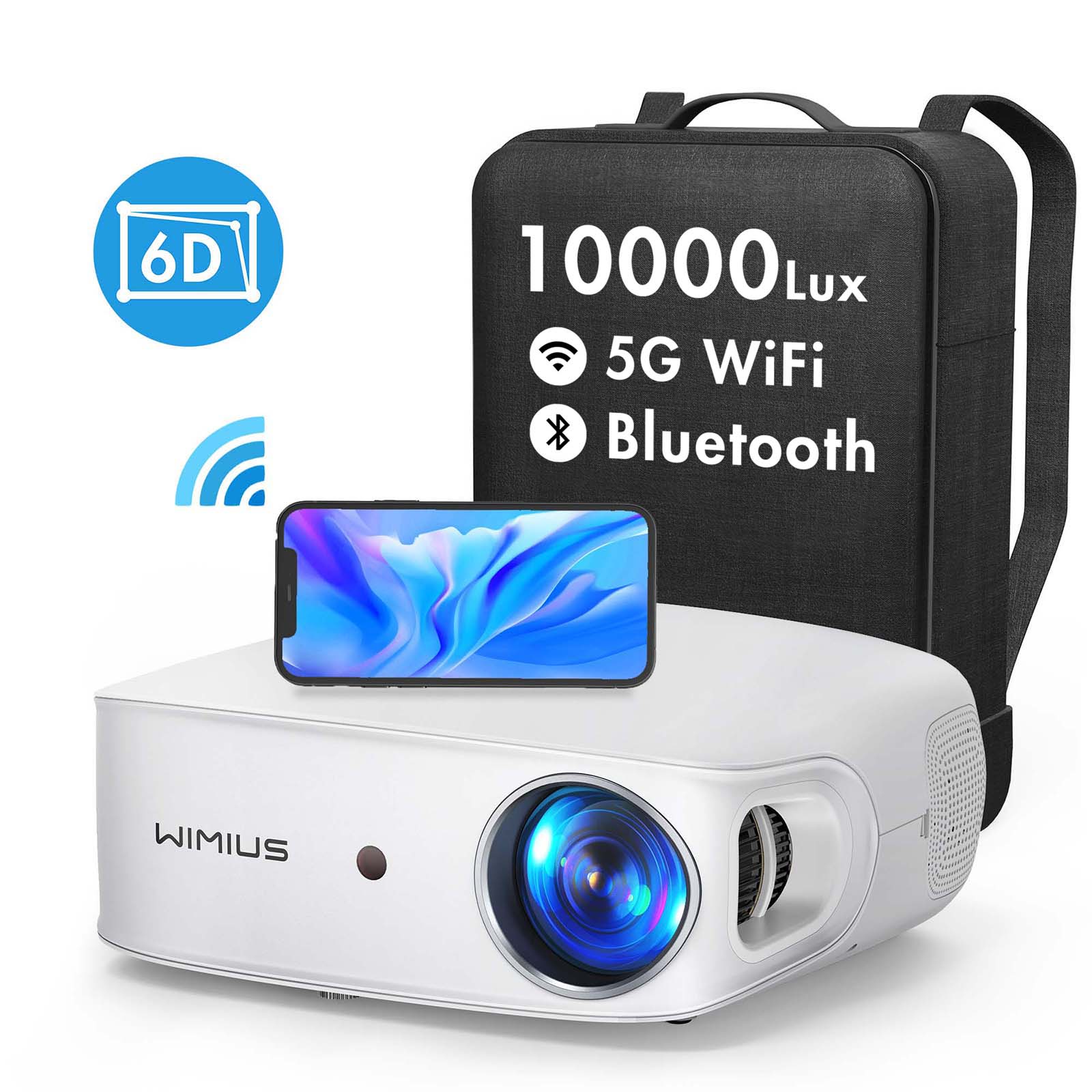 5G WiFi Bluetooth Projector WiMiUS K7 6D Auto Keystone Correction Full