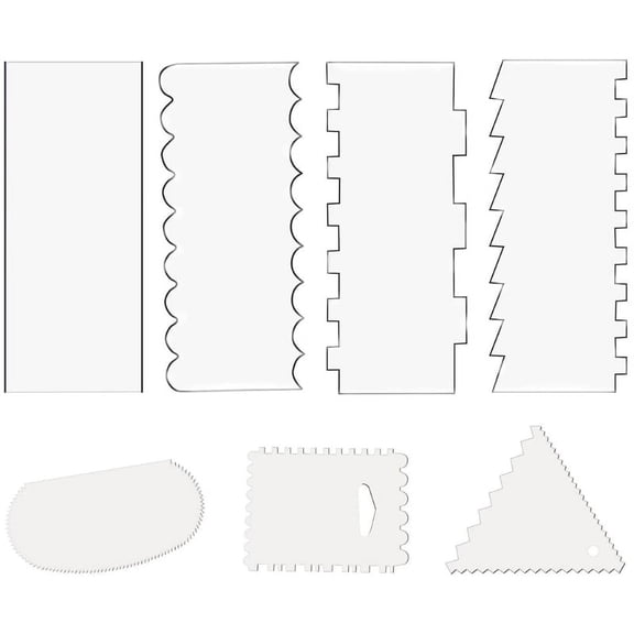 7 Pieces Acrylic Cake Smoother Scraper for Buttercream Frosting Smoother Scraper