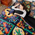thumbnail image 4 of jejeloiu Watercolor Bohemian Flower 7-Piece Twin Bedding Sets,Rainbow Cartoon Floral Bedding Comforter Set For Adult Reversible, 4 of 8