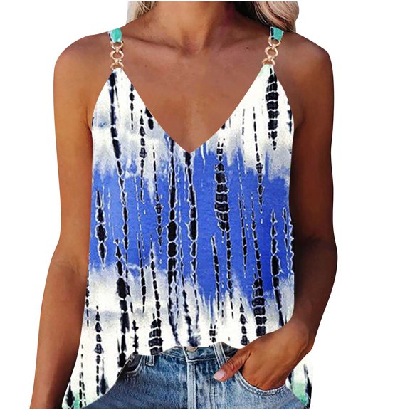 Usmixi Womens Tank Tops Going out Party Loose Fit Breathable Vintage Metal Strap Camisole Tees Tops Summer Trendy Leopard Print V-Neck Sleeveless Shirts Blouse Multicolor XL