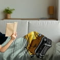 thumbnail image 3 of Cars Soft Flannel Fleece Blanket, Speeding Yellow Vintage Car on Road Fast Vehicle Action Retro Inspired, Cozy Plush for Indoor and Outdoor Use, 50" x 70", Reseda Green Yellow Grey, by Ambesonne, 3 of 5