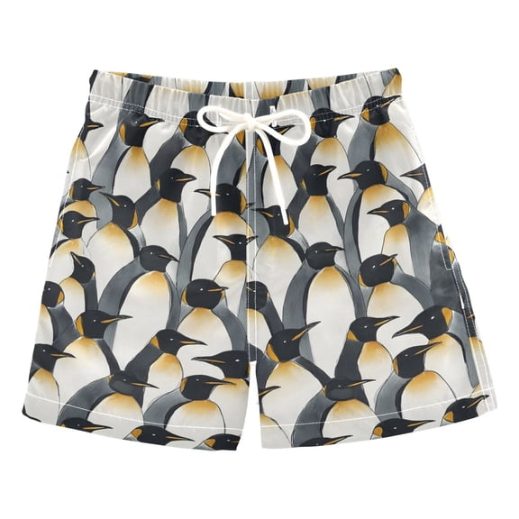 joogoo Boy Swim Trunks Penguins Pattern Bathing Beach Board Shorts M