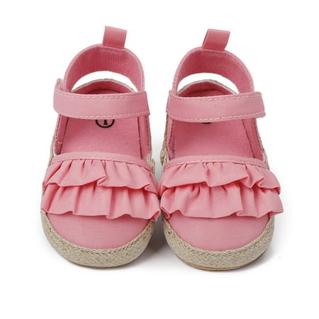 

kpoplk Shoes For Toddler Girls Girls Ruffles Shoes First Walkers Shoes Summer Toddler First Walking Shoes For Baby Girl(Pink)