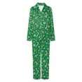 thumbnail image 6 of mgoYE Family Christmas Pajamas Couple Matching Pajamas Sets Silk Long Sleeve Button Sleepwear Satin Pjs Shorts Set Soft Lounge Set, 6 of 6