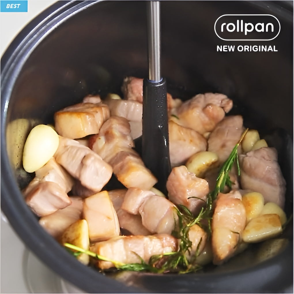 Vital Plant Roll Pan - Automatic Rotating Cooking Appliance, Non-Stick Mint Color Pot, 800g Capacity