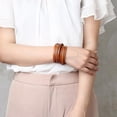 thumbnail image 5 of EHJRE Women Multilayer PU Bracelet with Rivet Elements Button Orange, 5 of 7