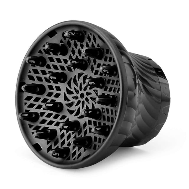 Difusor universal para secador de pelo rizado, control del encrespamiento, compatible con secadores de 1,38 x 3,35 pulgadas, color negro.