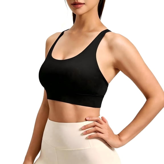 Women's Crisscross Strap Mesh Sports Bra, Padded Supportive Bra for Yoga, Running & Outdoor Activities