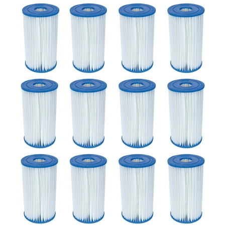 Bestway Pool Filter Pump Replacement Cartridge Type - IV (12-Pack) | (Best Way To Unclog A Drain Without Chemicals)