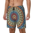 thumbnail image 2 of Haiem Round Mandala Mens Swim Trunks with Compression Liner 2 in 1 Swimming Shorts Stretch Swimwear Quick Dry,Board Shorts-Large, 2 of 9