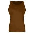 thumbnail image 4 of Blouses Women's Summer Fashion Casual Solid Color Round Neck Sleeveless Top Tight Tank Top Womens Tops Kagetolytai Brown XL, 4 of 5