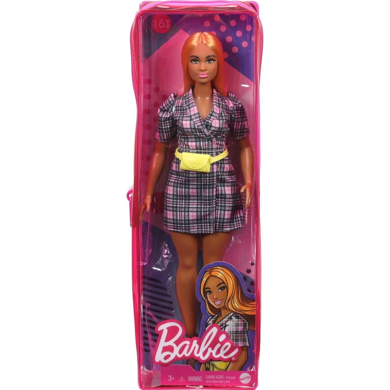 Barbie Fashionistas Doll #161, Realistic Curvy Doll with Orange