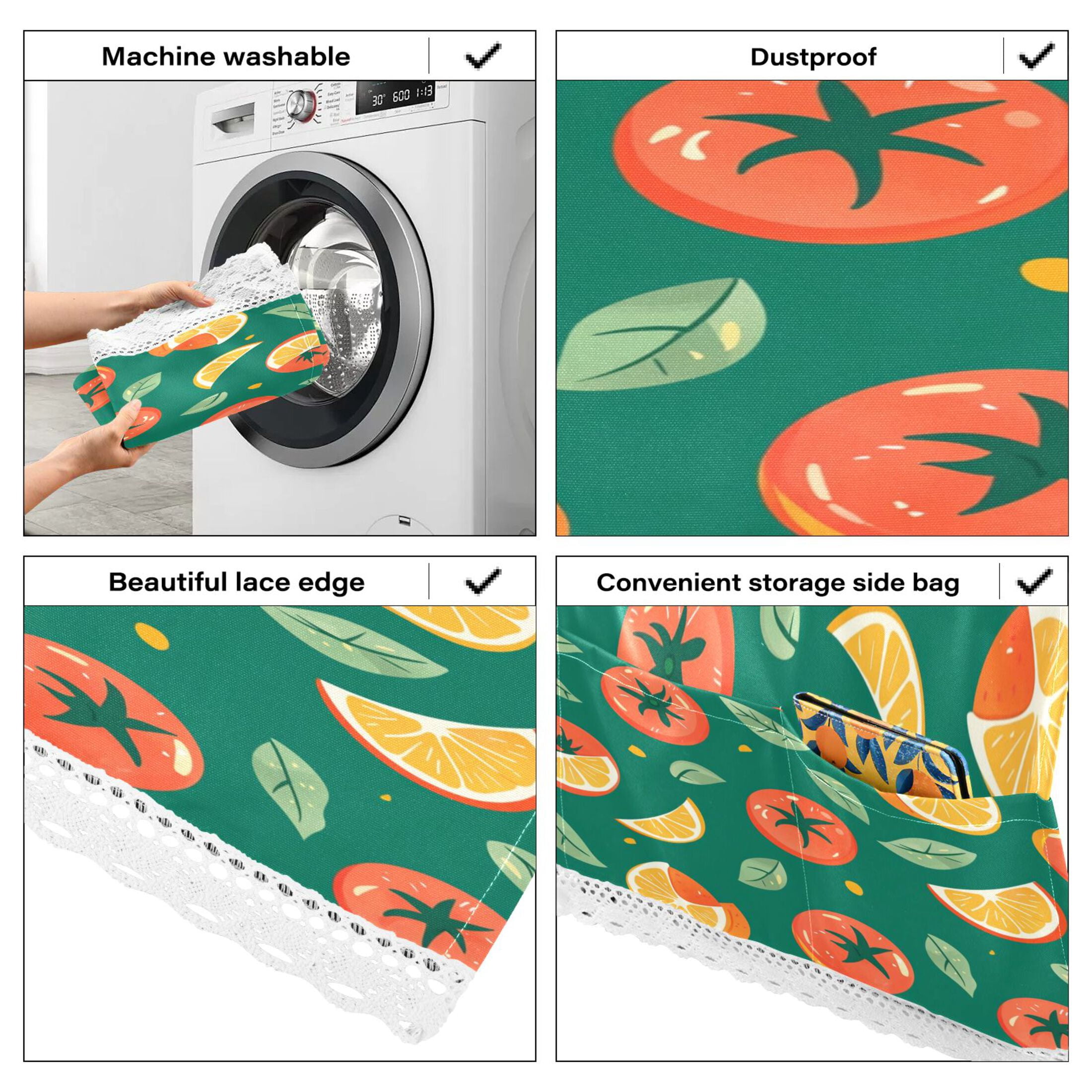 WOBOGO Tomato Orange Pattern Washing Machine Cloth Dryer Refrigerator Top Cover Protective Non-Slip Mat For Kitchen Laundry