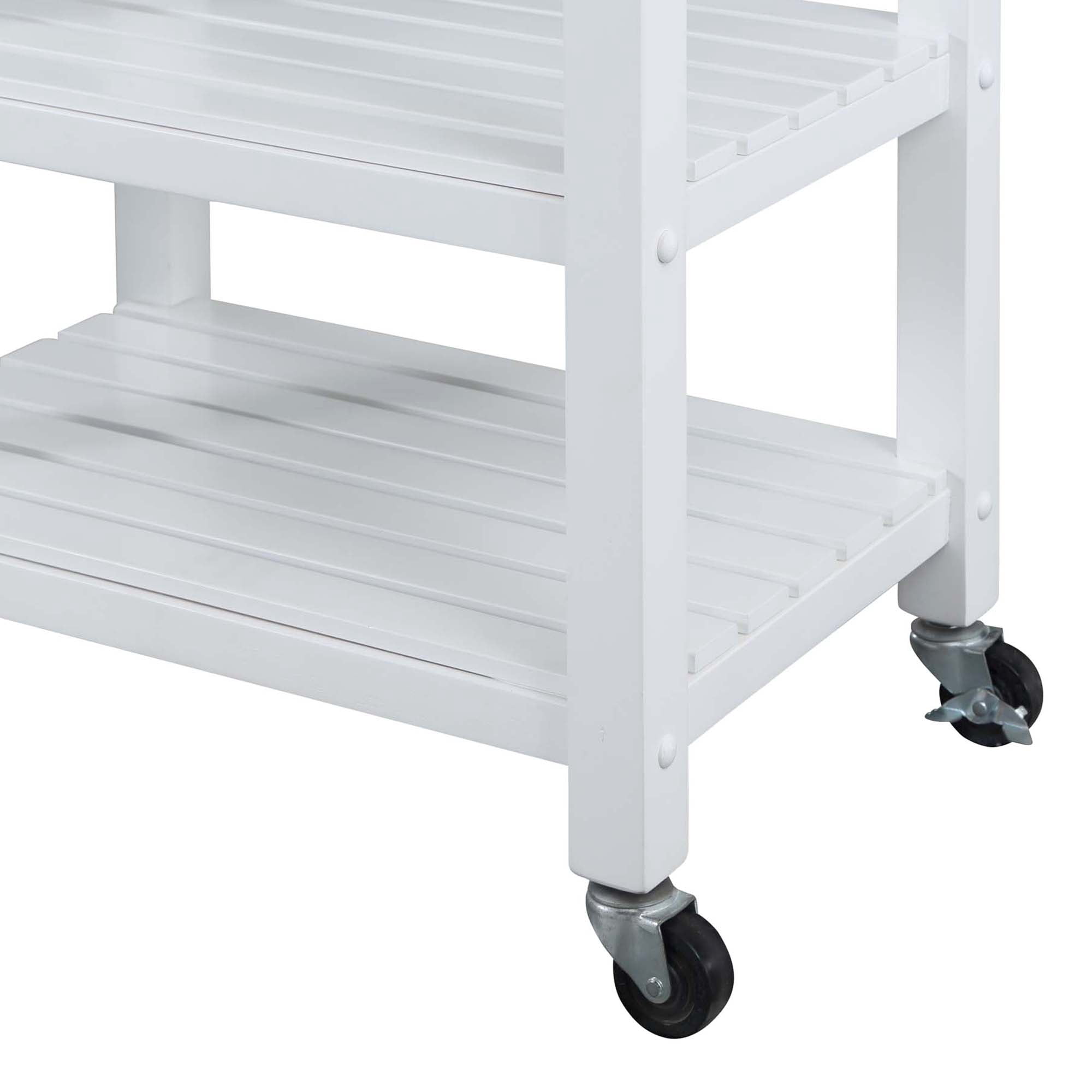 Convenience Concepts Ellaine 4 Tier Butcher Block Kitchen Cart with Drawer and Wine Rack, White/Butcher Block