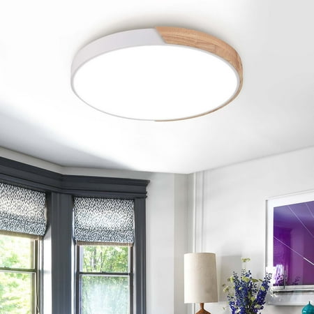 

S81010000003648 1-Light Modern Farmhouse 15.74 Wood LED Dimmable Flush Mount