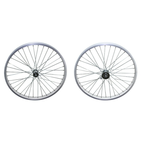 Silver Alloy 26" by 45mm Wheel Set. 36 Spoke 12g UCP 3/8 Axle. Front and Back Coaster Wheel.
