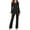 Black, variant on LYEAA Loungewear for Women 2 Piece Set Long Sleeve Bow Button down Shirt and Pant Ribbed 2 Piece Pjs Trendy Pajama Sets