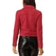 thumbnail image 3 of Chaqueta de motociclista para mujer INSPIRE CHIC de ante sintético, color sólido, con cremallera asimétrica, 2XL, roja, 3 of 8