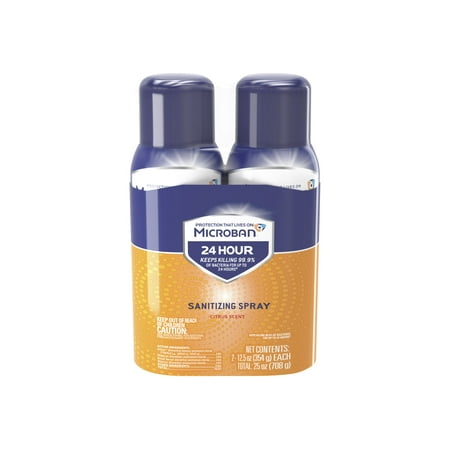 Microban 24-Hour Disinfecting Sanitizing Spray Citrus Scent 12.5oz Spray 2Pk