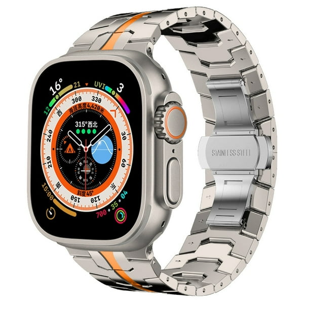 Correa de Metal de lujo para Apple Watch pulsera de acero inoxidable de Color Ultra titanio para iWatch 8 7 6 5 4 se 49mm 45mm 44mm 42 Walmart en linea