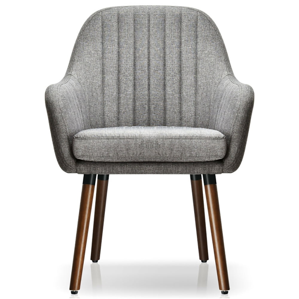 Finihen Modern Living Dining Room Accent Arm Chairs, Fabric Upholstered Accent Chairs with Wooden Legs, Set of 2, for Bedroom, Living Room, Gray Finihen Modern Living Dining Room Accent Arm Chairs, Fabric Upholstered Accent Chairs with Wooden Legs, Set of 2, for Bedroom, Living Room, Gray