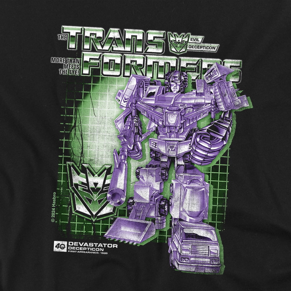 Transformers 40th Anniversary Devastator Box Youth Long Sleeve T Shirt, Black, X-Large