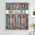 thumbnail image 2 of Kitchen Curtains 36 Inch Short - 3 Panel Set, Rod Pocket Window Curtain, Boho Floral Tribal Style, 100% Polyester for Farmhouse, Kitchen, Cafe, Bedroom, Easy Wash, 2 of 6