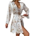 thumbnail image 3 of LilyLLL Womens Babydoll Pajamas Satin Silk Kimono Bathrobe Sleepwear Nightdress Robe, 3 of 4