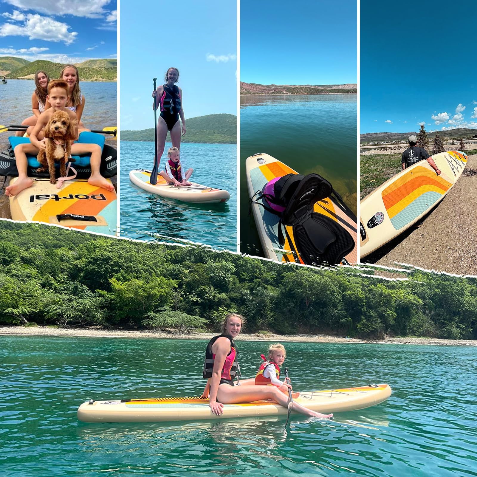 PORTAL SUP Inflatable Paddle Board for Adults 10'6'' Stand Up Paddleboard,Non-Slip Deck Blow up Paddle Boards with Adjustable Paddle, Carry Bag, and Repair Kit