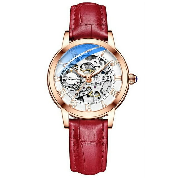 CHENXI Women Automatic Mechanical Watch Top Brand Luxury Stainless Steel Waterproof Wrist Watch Ladies Skeleton Tourbillon Clock