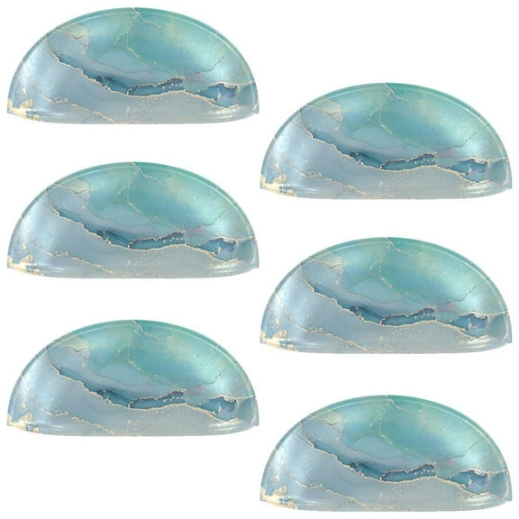 HemaKayy 6 Pack 3.5" Decorative Cabinet Knobs - Elegant ABS Glass Cup Handles for Home Furniture Decor - Dresser Drawer Door Pulls - Perfect for Kitchen Bedroom - Unique Marble Texture