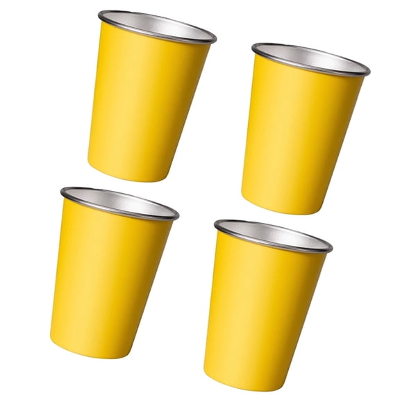Yammee 4Pieces Shatterproof 350/500ml Stainless Steel Cups Durable Metal Cups Drinking Cups For Beer Coffee And More