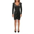thumbnail image 2 of Aqua Womens Shine Velvet Puff Sleeve Party Dress Black S, 2 of 3
