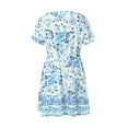 thumbnail image 5 of Gzhioc Women Floral Dress, Short Sleeve V Neck High Waist Drawstring Slimming Casual Party Party Short Midi, 5 of 9
