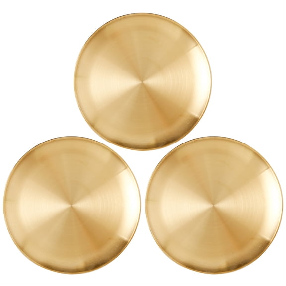 PTOOTP Golden Stainless Steel Round Plate for Storage - Sturdy and Dishwasher Safe 3Pcs