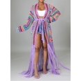 thumbnail image 2 of Cárdigan de mujer hecho a mano de crochet, abrigo playero suelto e irregular, camisa con borlas, chaquetas con gancho a mano de colores mezclados, 2 of 5