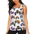 thumbnail image 1 of Balery Cartoon Monster Trucks1 Camiseta sin mangas estampada ligera para mujer, tops de entrenamiento sin mangas, camisetas de yoga transpirables de secado rápido.-Large, 1 of 7