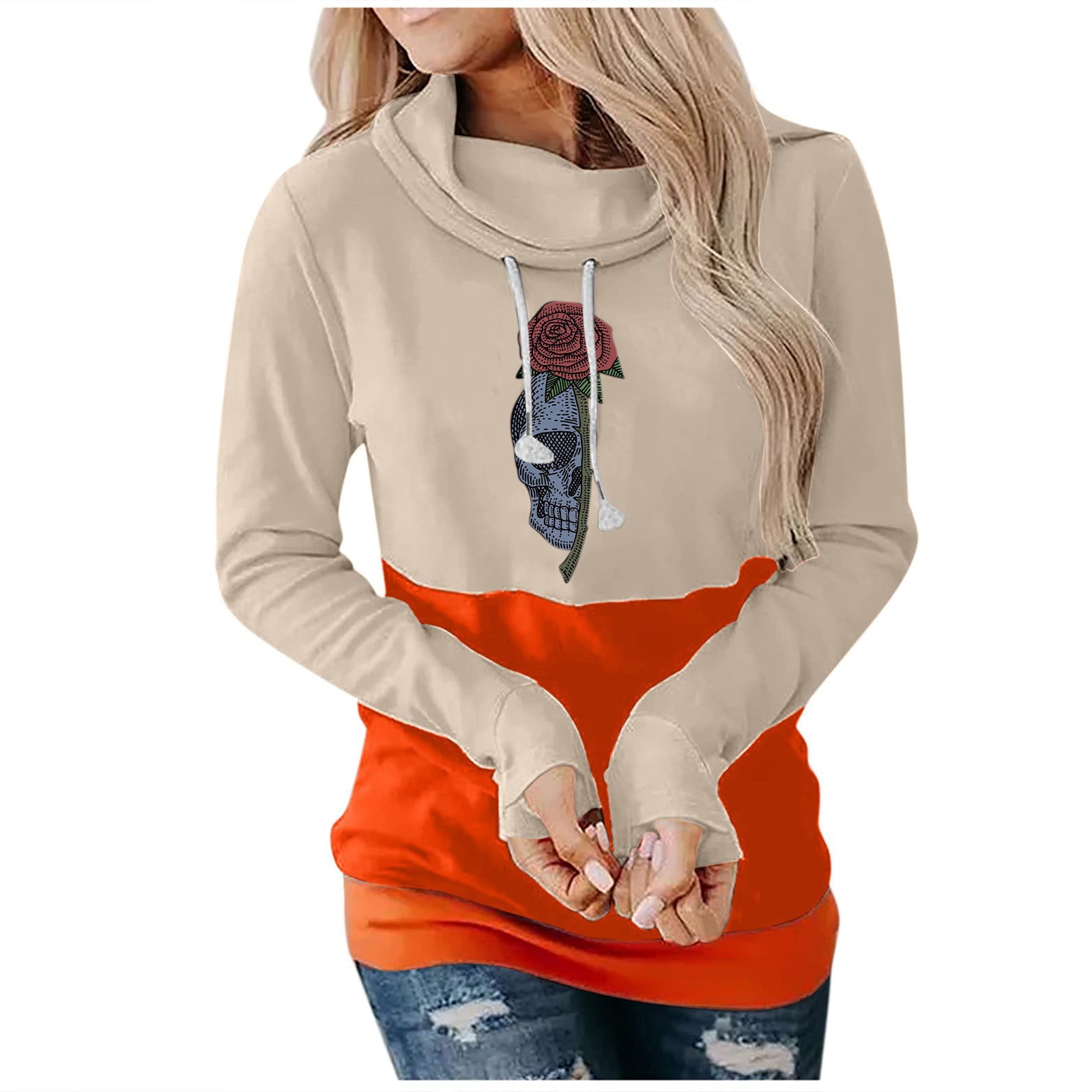 Meikosks Womens Casual Long Sleeve Sweatshirt Cute Graphic Print Hoodies Jumper Pullover Tops 