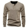 thumbnail image 2 of pstuiky Camisas de manga larga abrigadas para hombre, Suéter informal de manga larga con cuello redondo y medio botón para hombre, de color liso y moderno tops de invierno para hombre m, 2 of 6