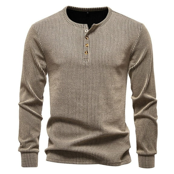 Bazeneo Mens Henley Shirts Long Sleeve Knitted Casual Tshirt Muscle Fit Smart Tops Striped Button Up T-Shirts Vintage Breathable Designer T Shirt Spring Daily Wear for Men