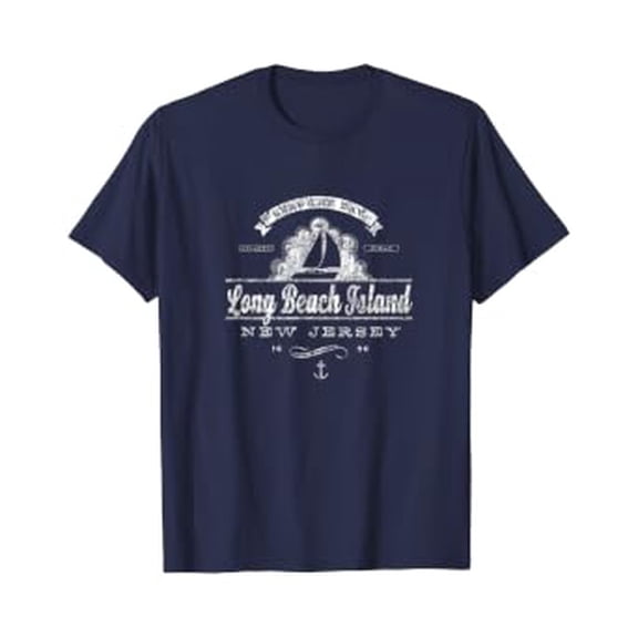 Long Beach Island NJ Sailboat T-Shirt Vintage Nautical Tee